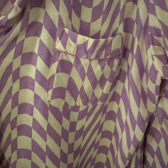 Anthropologie Lavender/Purple and White Geometric Button Down Long Sleeve Shirt - Picture 2 of 12